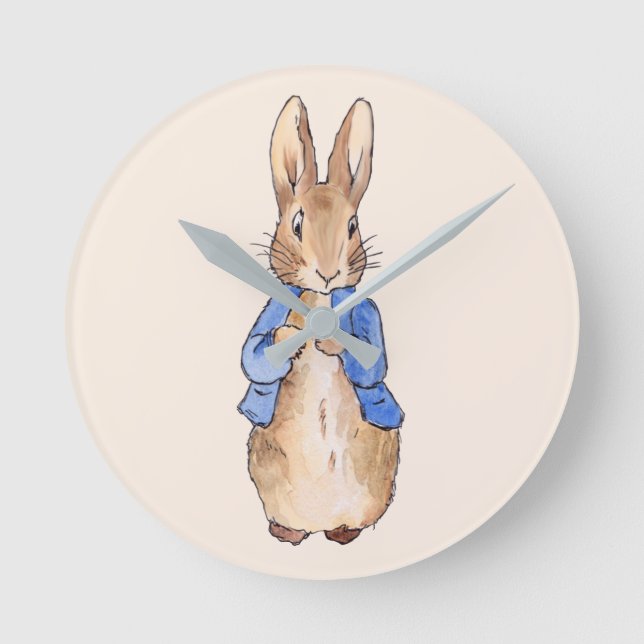 Peter the Rabbit with Beige background Round Clock (Front)