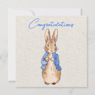 Peter the rabbit with beige linen background
