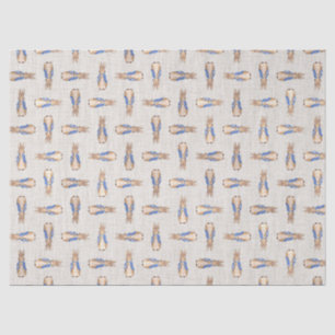 Peter the rabbit with beige linen texture tissue paper