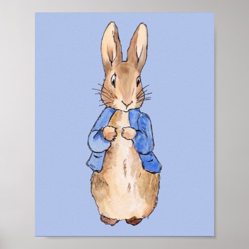 Peter the Rabbit with Blue Background Poster