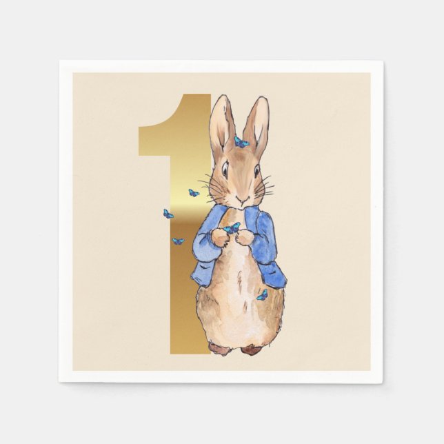 Peter the Rabbit with Blue Butterflies  Napkins (Front)