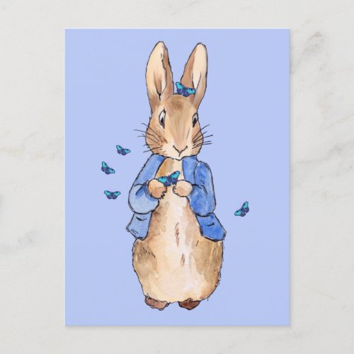 Peter the Rabbit with Blue Butterflies  Postcard