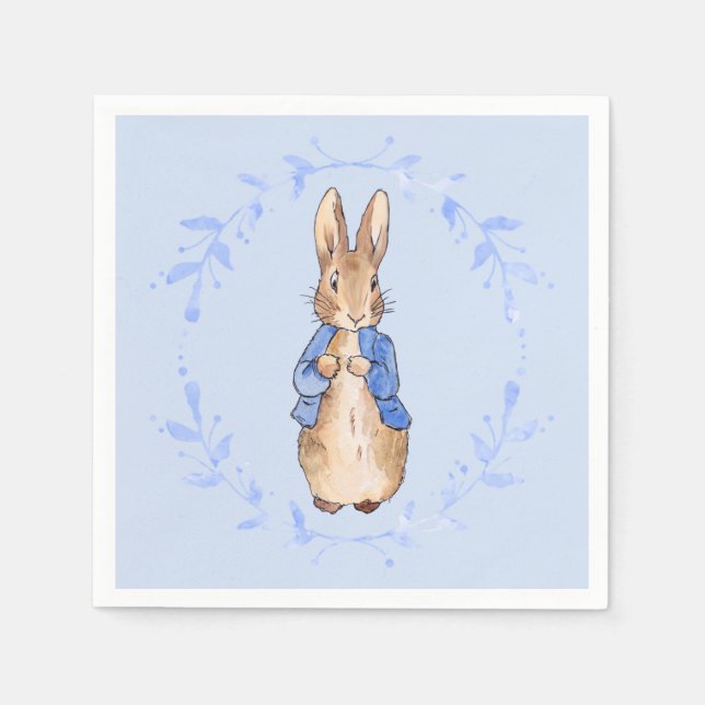 Peter the Rabbit with blue leaf wreath   Napkins (Front)