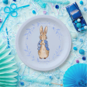 Peter the Rabbit with blue leaf wreath   Paper Plates
