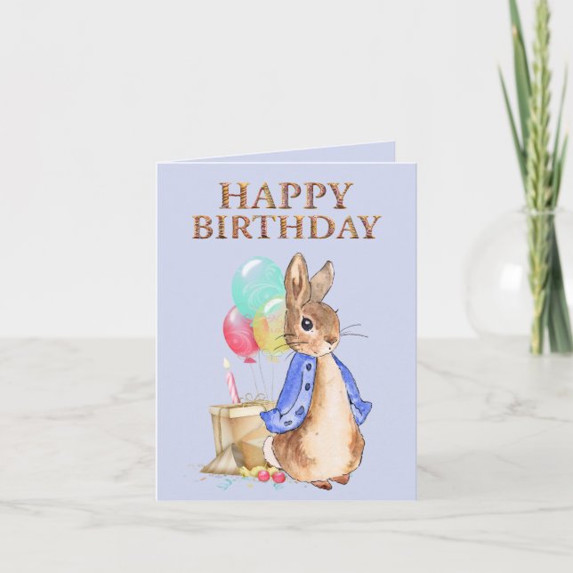Peter the rabbit with donut theme Happy Birthday Card (Front)