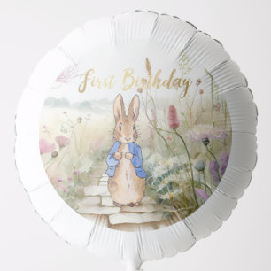 Peter the Rabbit with field of wildflowers Balloon