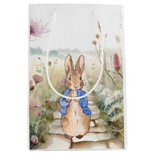 Peter the Rabbit with field of wildflowers Medium Gift Bag