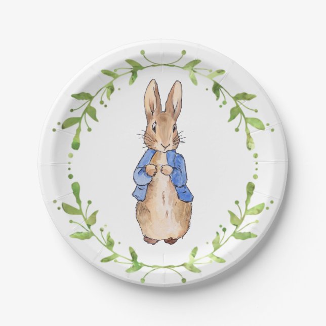 Peter the Rabbit with Green leaf Wreath  Paper Plates (Front)