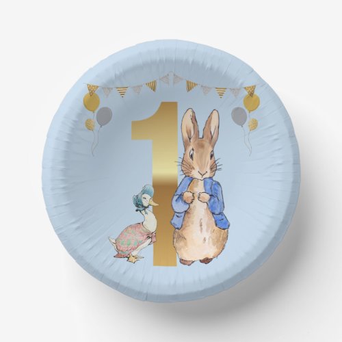 Peter the Rabbit with Jemima First Birthday Paper Bowls