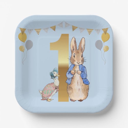 Peter the Rabbit with Jemima First Birthday Paper Plates