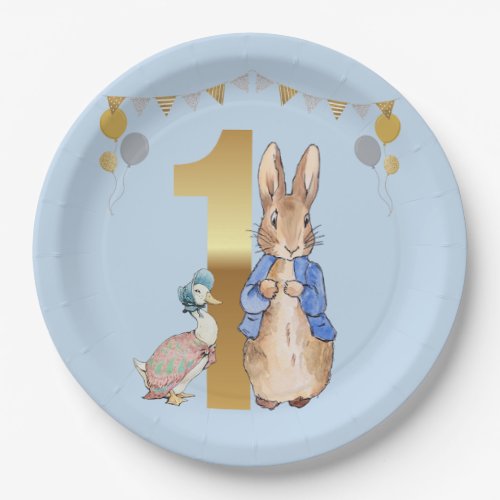 Peter the Rabbit with Jemima First Birthday Paper Plates