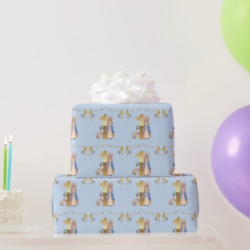 Peter the Rabbit with Jemima First birthday Wrapping Paper