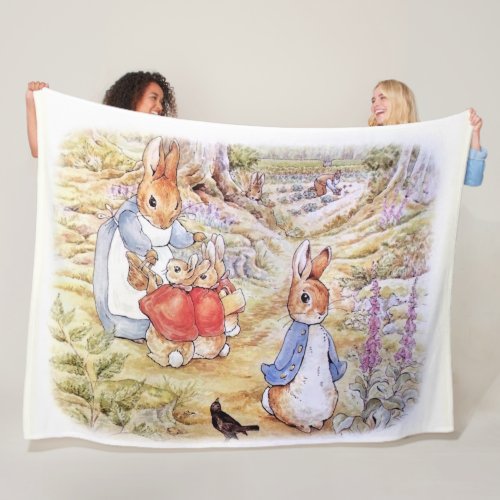 Peter the Rabbit with Josephine Bunny in the Woods Fleece Blanket