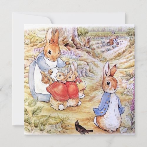 Peter the Rabbit with Josephine Bunny in the Woods Thank You Card