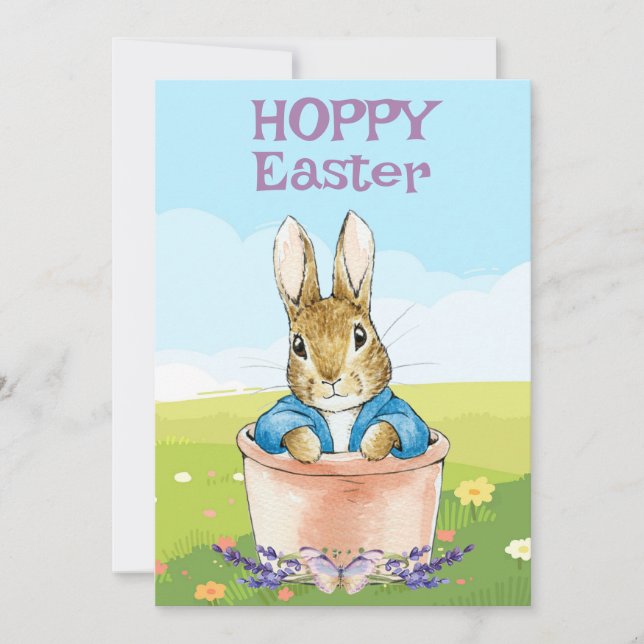 Peter the Rabbit with lavender butterfly Holiday Card (Front)
