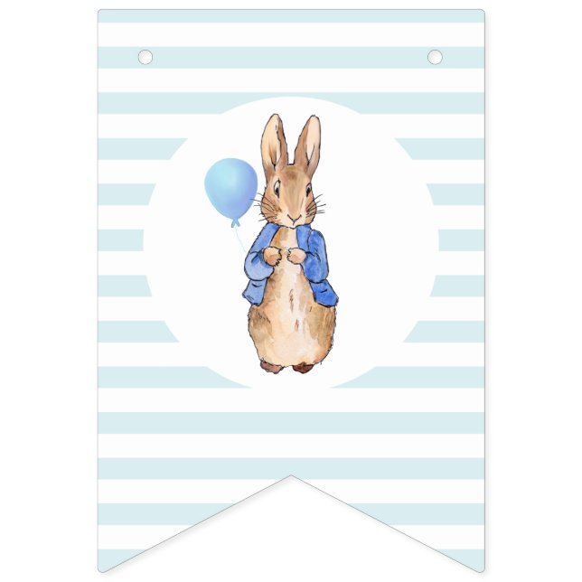 Peter the rabbit with mixed pattern background bunting flags (Third Flag)