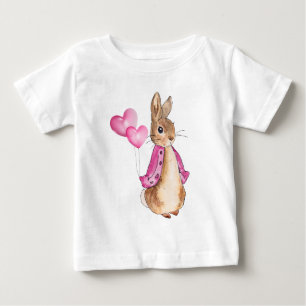 Peter the Rabbit with pink heart balloons Baby T-Shirt