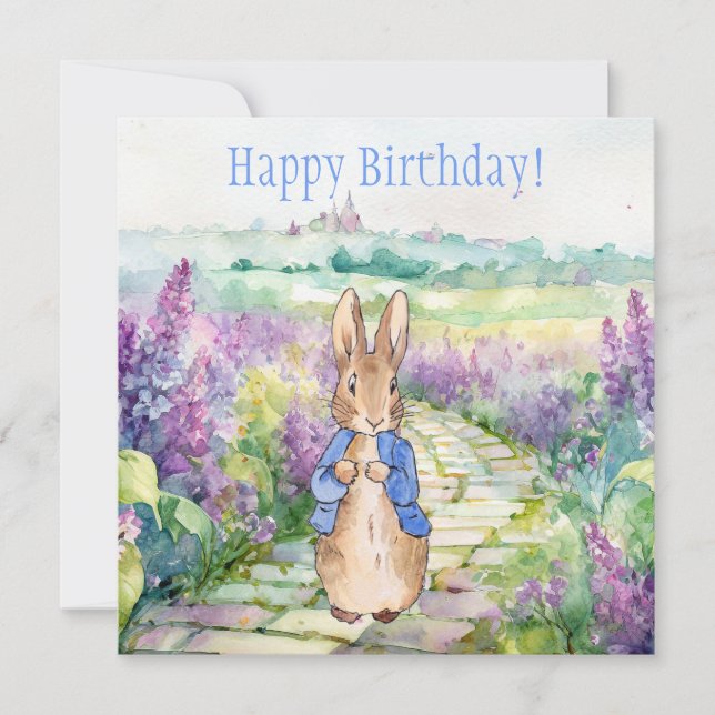 Peter the Rabbit with watercolour lilacs  (Front)