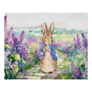 Peter the Rabbit with watercolour lilacs Poster
