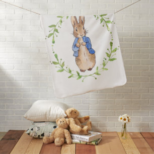 Peter the Rabbit with Watercolour Wreath Baby Blanket