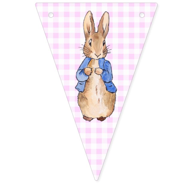 Peter the Rabbit zig zag and check pattern Bunting Flags (First Flag)