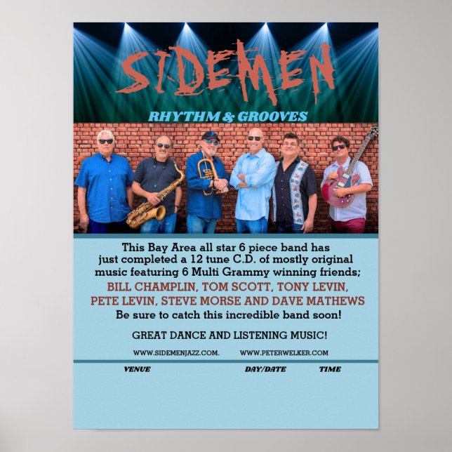 Peter Welker "Sidemen" Band Music Poster (Front)