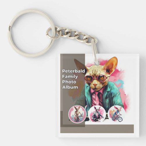 Peterbald Hairless and Wrinkle cat Keychain