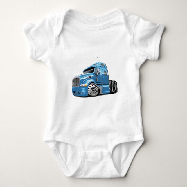 Peterbilt Lt Blue Truck Baby Bodysuit (Front)