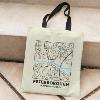 Peterborough, Cambridgeshire City Map Tote Bag