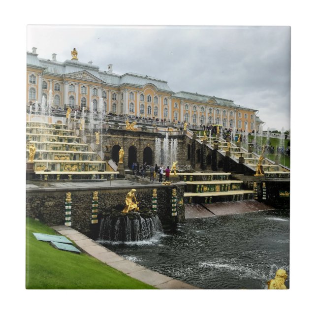 Peterhof Palace Fountains St. Petersburg Russia Ceramic Tile (Front)