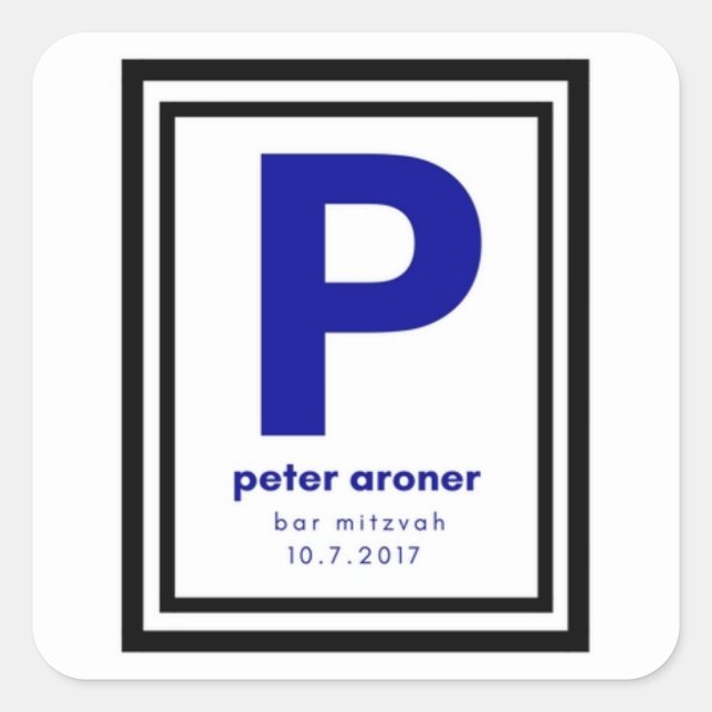 peter's bar mitzvah square sticker (Front)