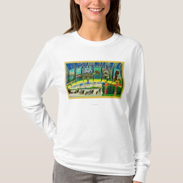 Petersburg, Alaska - Large Letter Scenes T-Shirt (Front)
