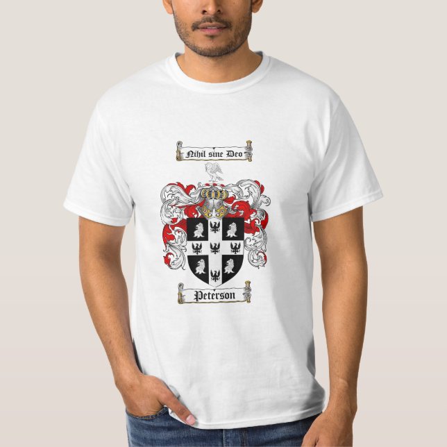 Peterson Family Crest - Peterson Coat of Arms T-Shirt (Front)
