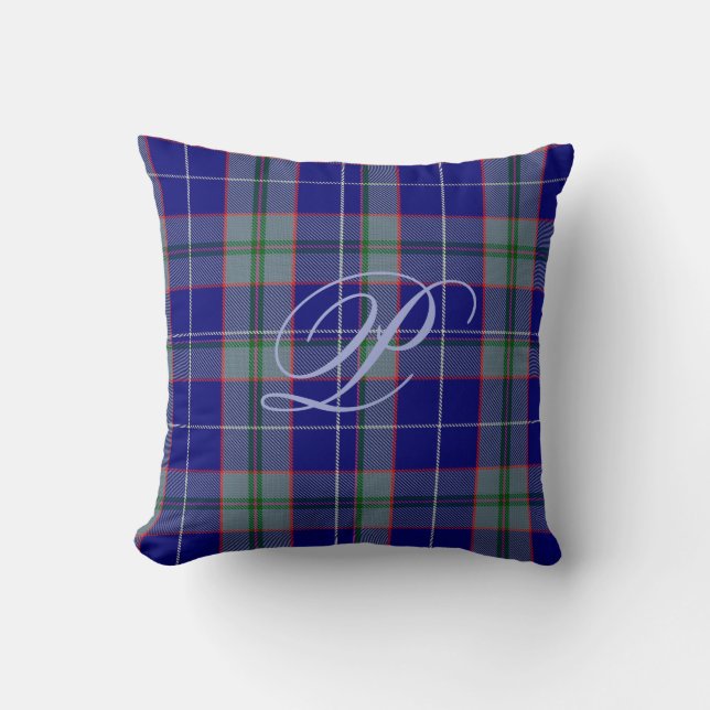 Peterson Tartan Monogram Pillow (Front)