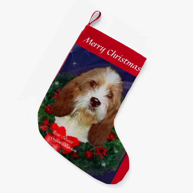 Petit Basset Griffon Vendeen Christmas Small Christmas Stocking (Front (Hanging))