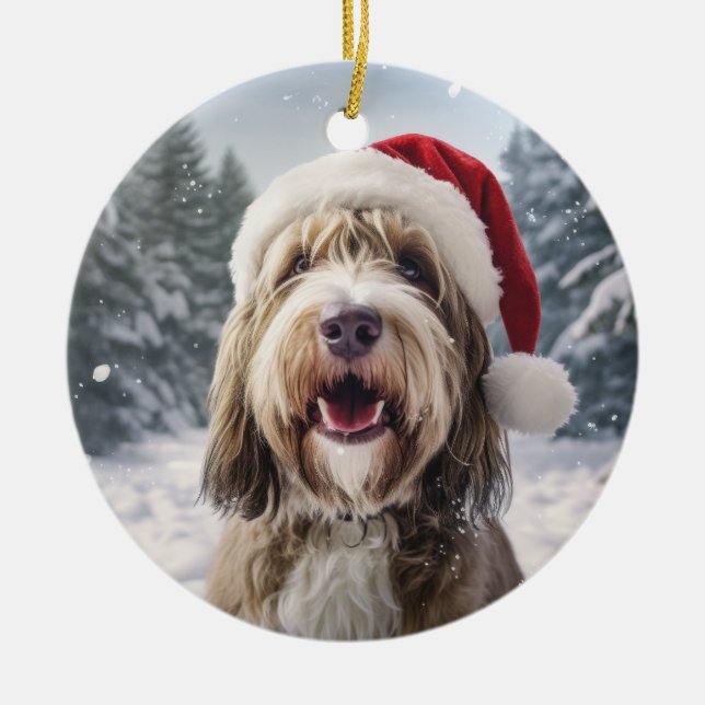 Petit Basset Griffon Vendeen Dog Christmas Ceramic Ornament (Front)