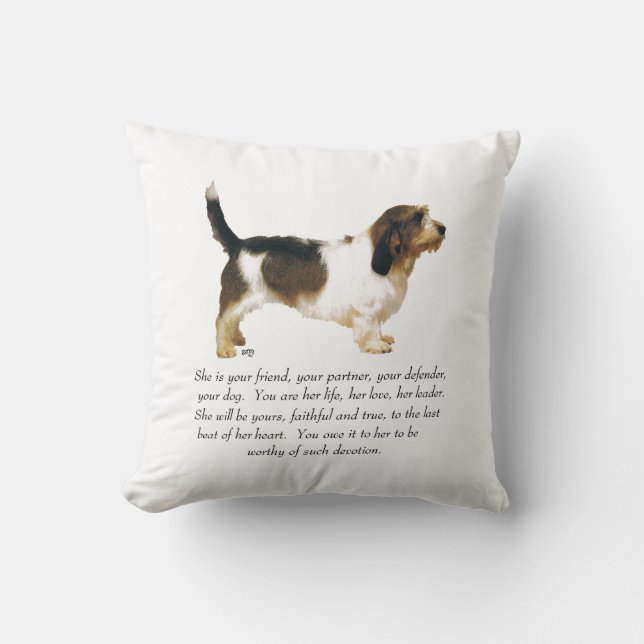 Petit Basset Griffon Vendeen Female Throw Pillow (Front)