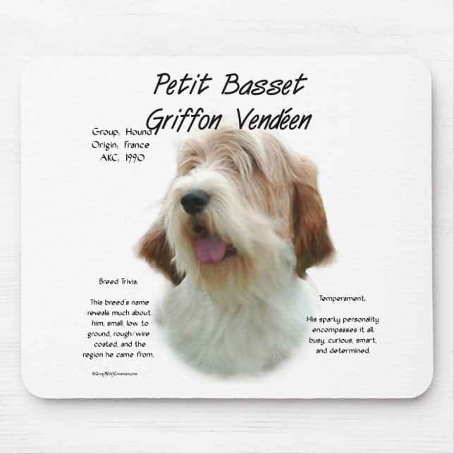 Petit Basset Griffon Vendeen History Design Mouse Pad (Front)