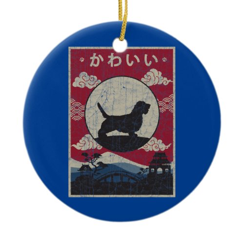 Petit Basset Griffon Vendeen Japanese Design Ceramic Ornament
