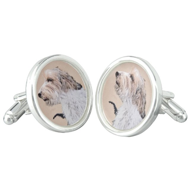 Petit Basset Griffon Vendéen Painting - Dog Art Cufflinks (Angled)
