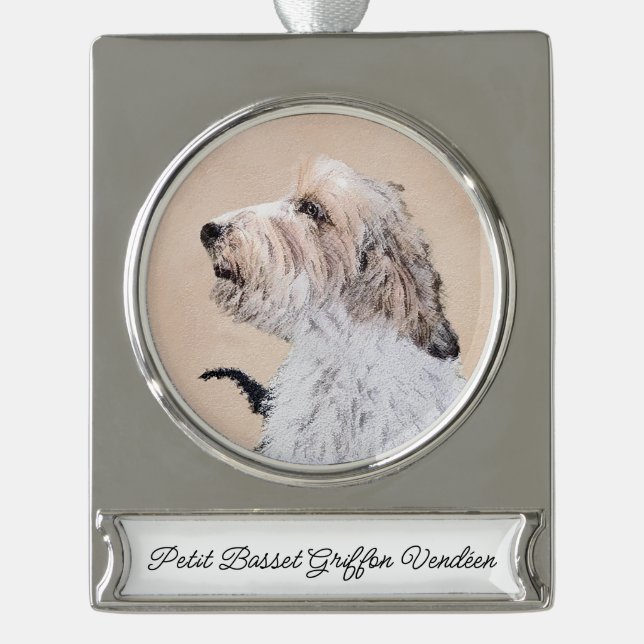 Petit Basset Griffon Vendéen Painting - Dog Art Si Silver Plated Banner Ornament (Front)