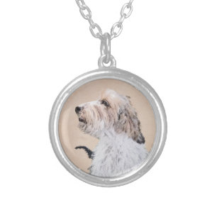 Petit Basset Griffon Vendéen Painting - Dog Art Silver Plated Necklace