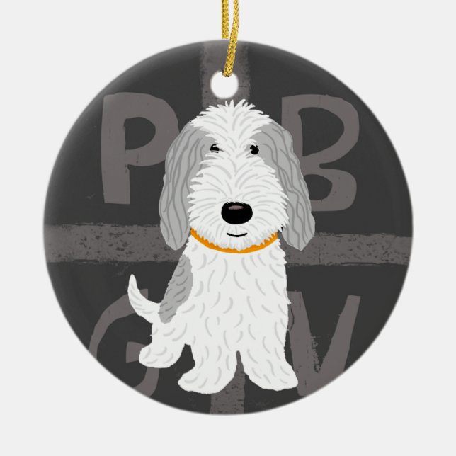 Petit Basset Griffon Vendeen PBGV Dog Holiday Ceramic Ornament (Front)