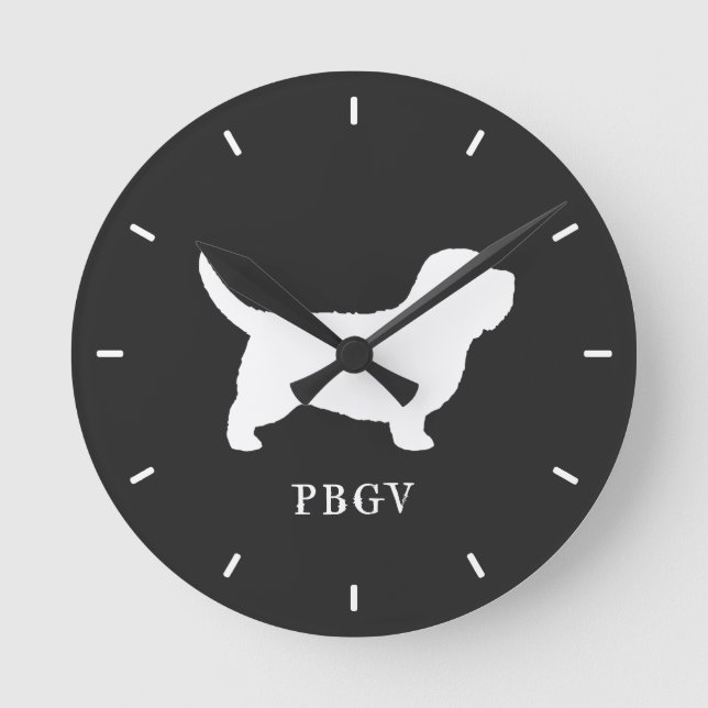 Petit Basset Griffon Vendeen PBGV Silhouette Round Clock (Front)