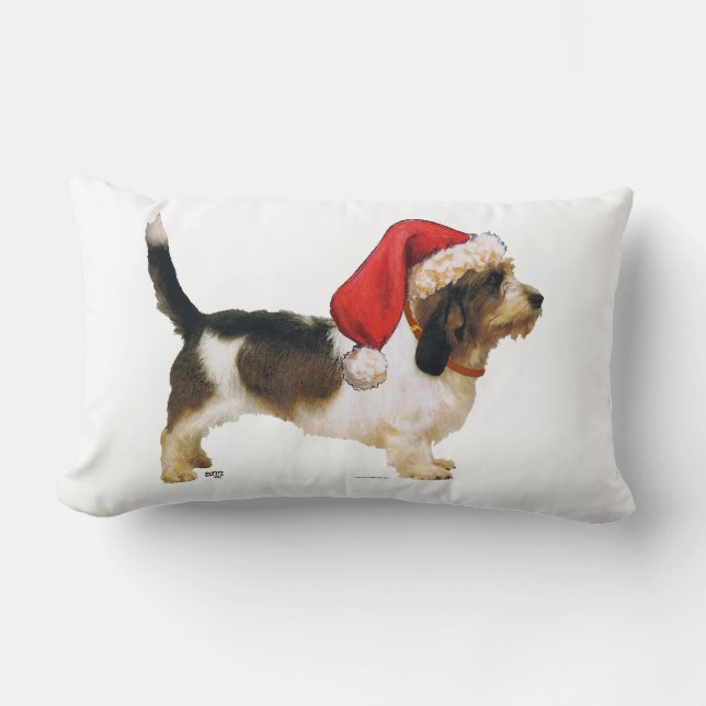 Petit Basset Griffon Vendeen Santa's Helper Lumbar Pillow (Front)