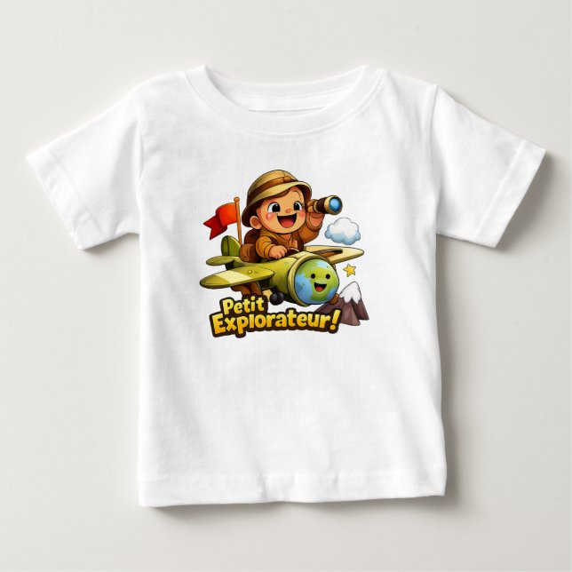 Petit Explorateur Cute Baby Adventure Illustration T-Shirt (Front)