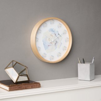 Petit Point White Rose Clock