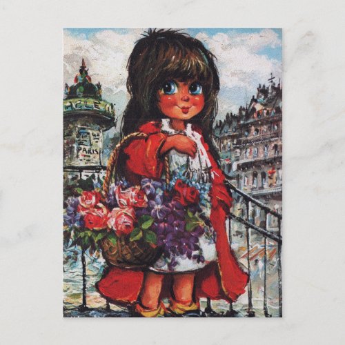 Petit Poulbot vendeuse de fleurs Postcard