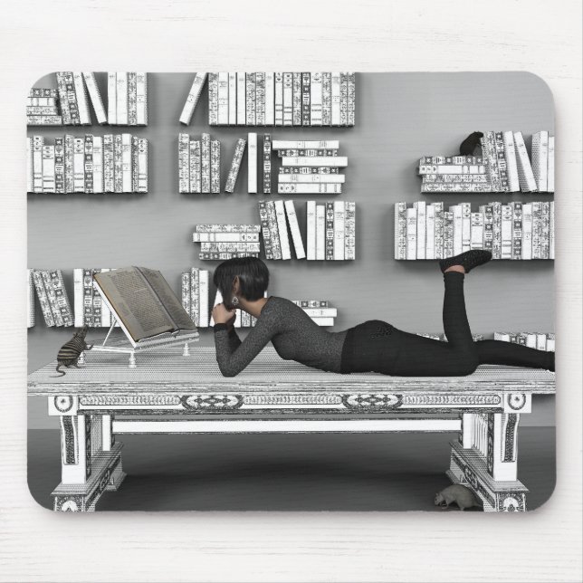 Petit rat de bibliothèque (bookworm) mouse pad (Front)