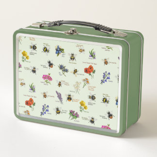 PetitArt | British Bee and Wildflower | Green Metal Lunch Box